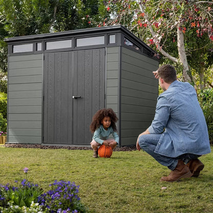 Keter 9’x 7′ Cortina Heavy Duty Plastic Pent Shed – Dark Green