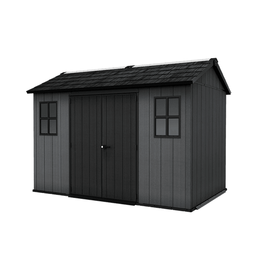 Keter 11’x7.5′ Newton Plus Side Entry Plastic Shed – Dark Grey