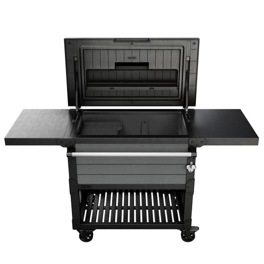 Keter 85 Litre Patio Cooler and Beverage Cart – Ashwood