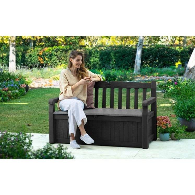 Keter Eden 265L Plastic Storage Bench – Dark Grey