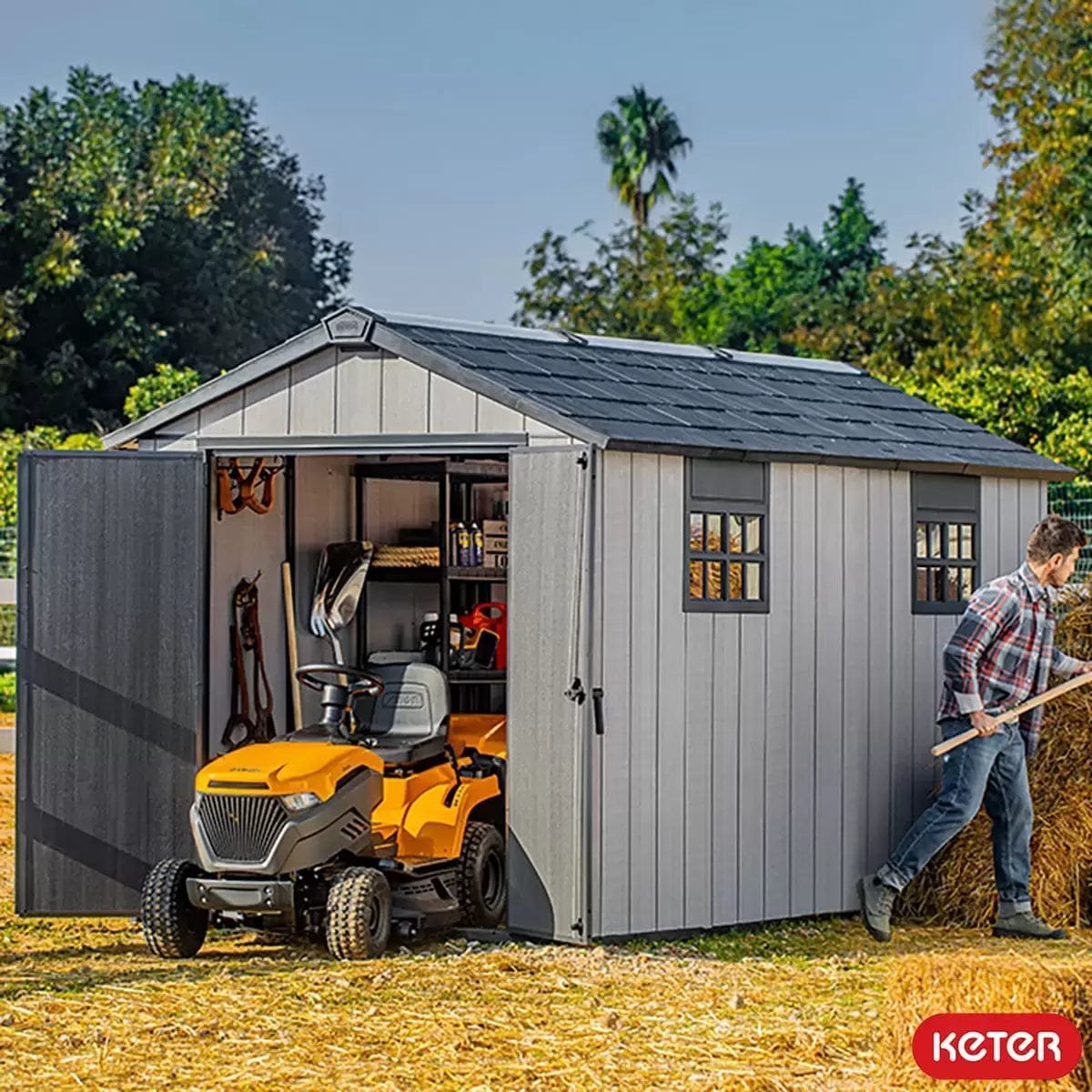 Keter 7.5′ x 13′ Oakland Heavy Duty Plastic Shed – Grey