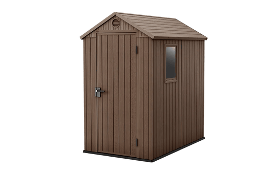 Keter 4’x6′ Darwin Heavy Duty Plastic Garden Shed – Brown