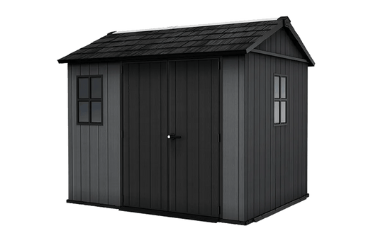 Keter 9’x7.5′ Newton Plus Side Entry Plastic Shed – Dark Grey
