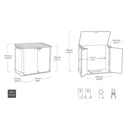 Keter Store It Out Nova 880L Storage Box (with pistons) – Dark Grey with Light Grey Lid