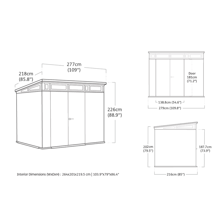 Keter 9’x 7′ Cortina Heavy Duty Plastic Pent Shed – Green