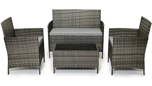 EVRE Grey Rattan Garden Furniture Set Patio Conservatory Balcony Outdoor 4 Seater