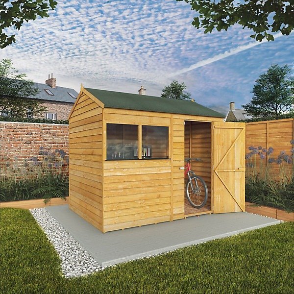 Mercia Overlap 8×6 ft Reverse apex Wooden Shed with floor & 2 windows ...