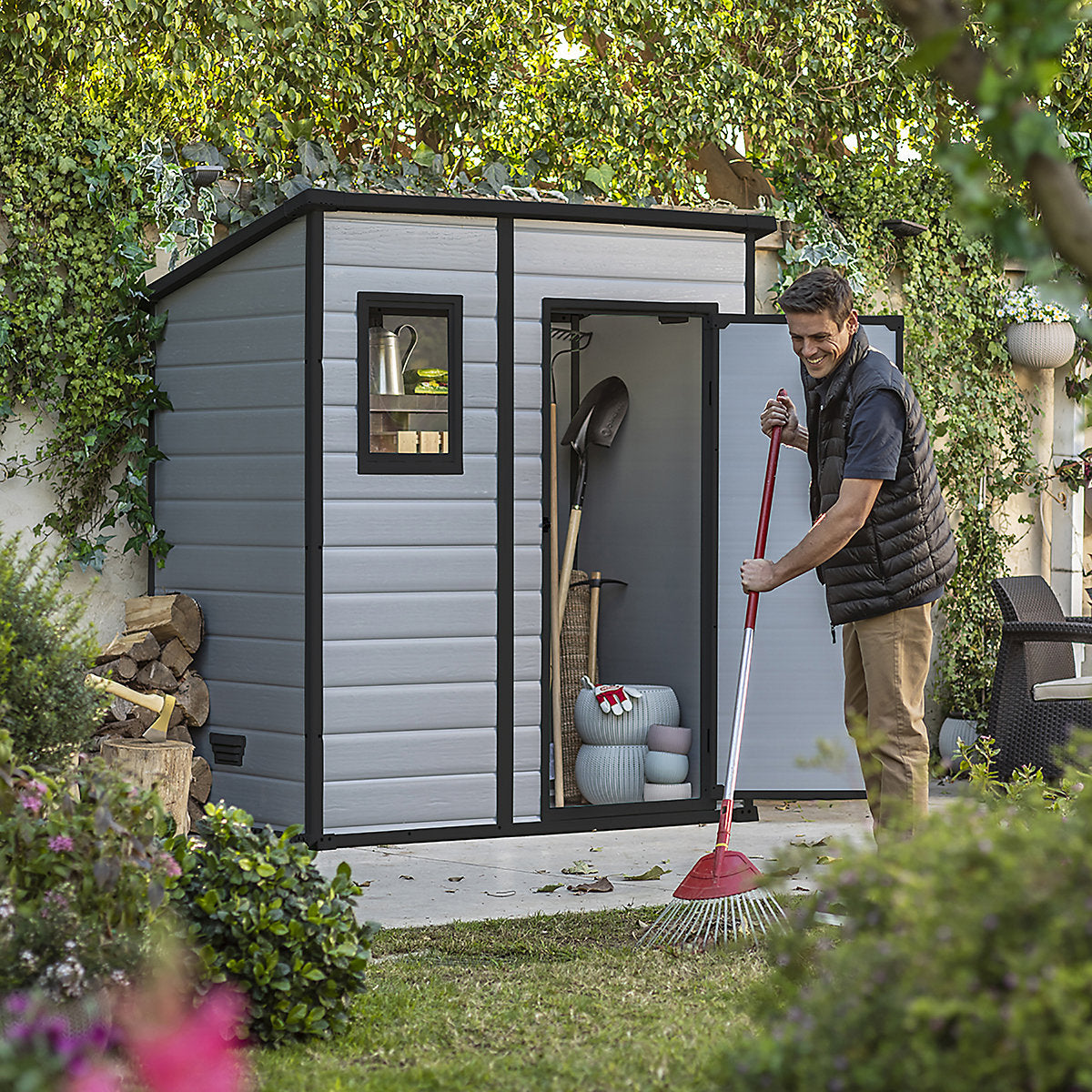 Klikstrom Senner 6×4 ft Pent Grey Shed with floor & 1 window